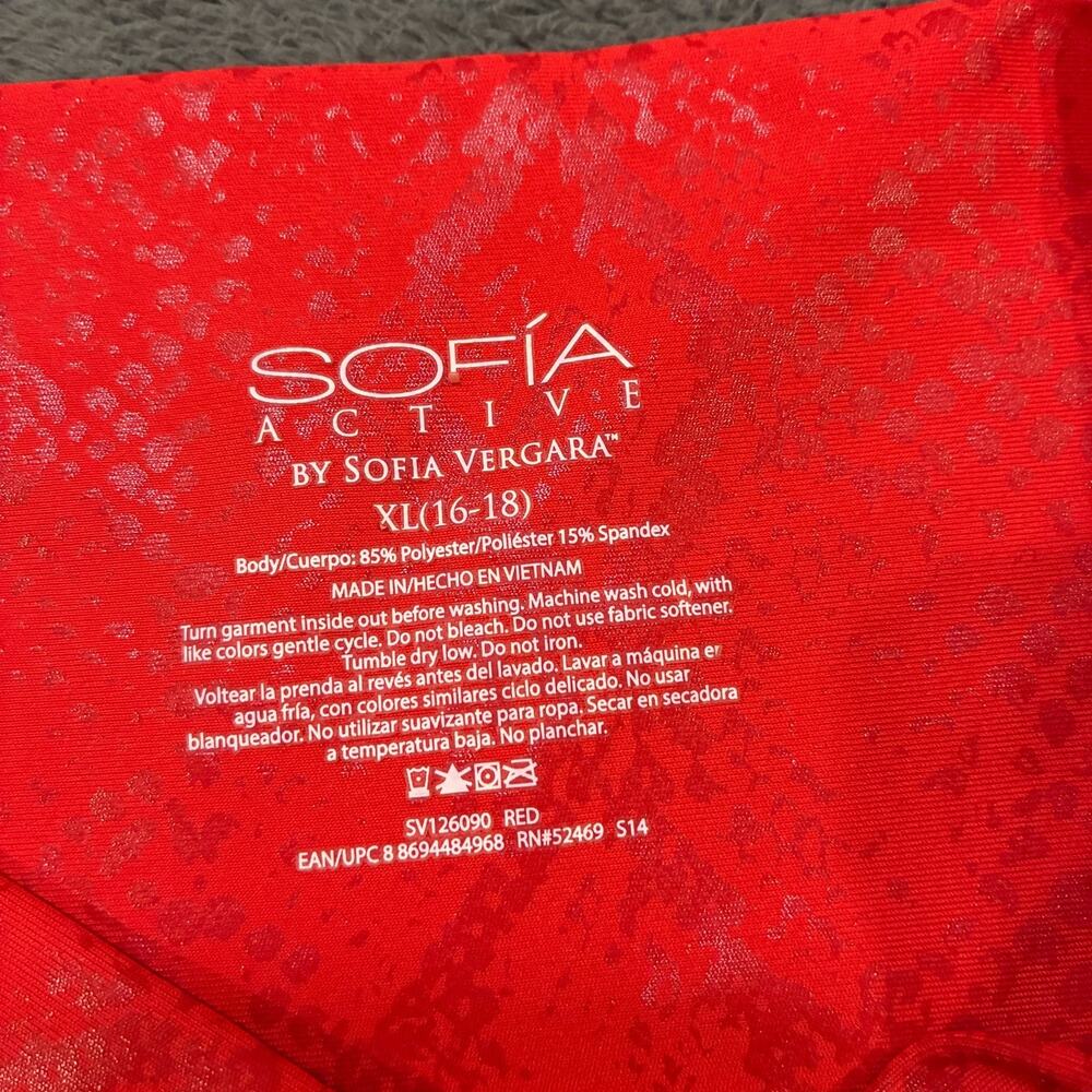 Sofia Active Red Leggings Snake Animal Print Cross Over Waist Women's Size XL - Picture 7 of 8